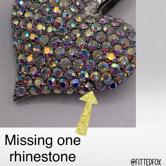 LOT OF 3 NECKLACE PENDANTS | FLOWER, RHINESTONE HEART, RHINESTONE PEACE SIGN - Picture 7 of 10